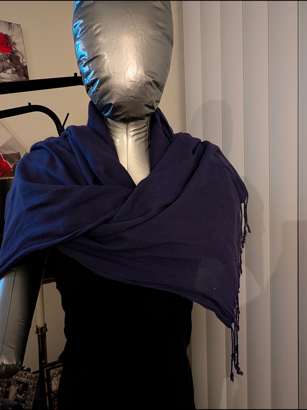 Purple Scarf With Fringe - Picture 6 of 7